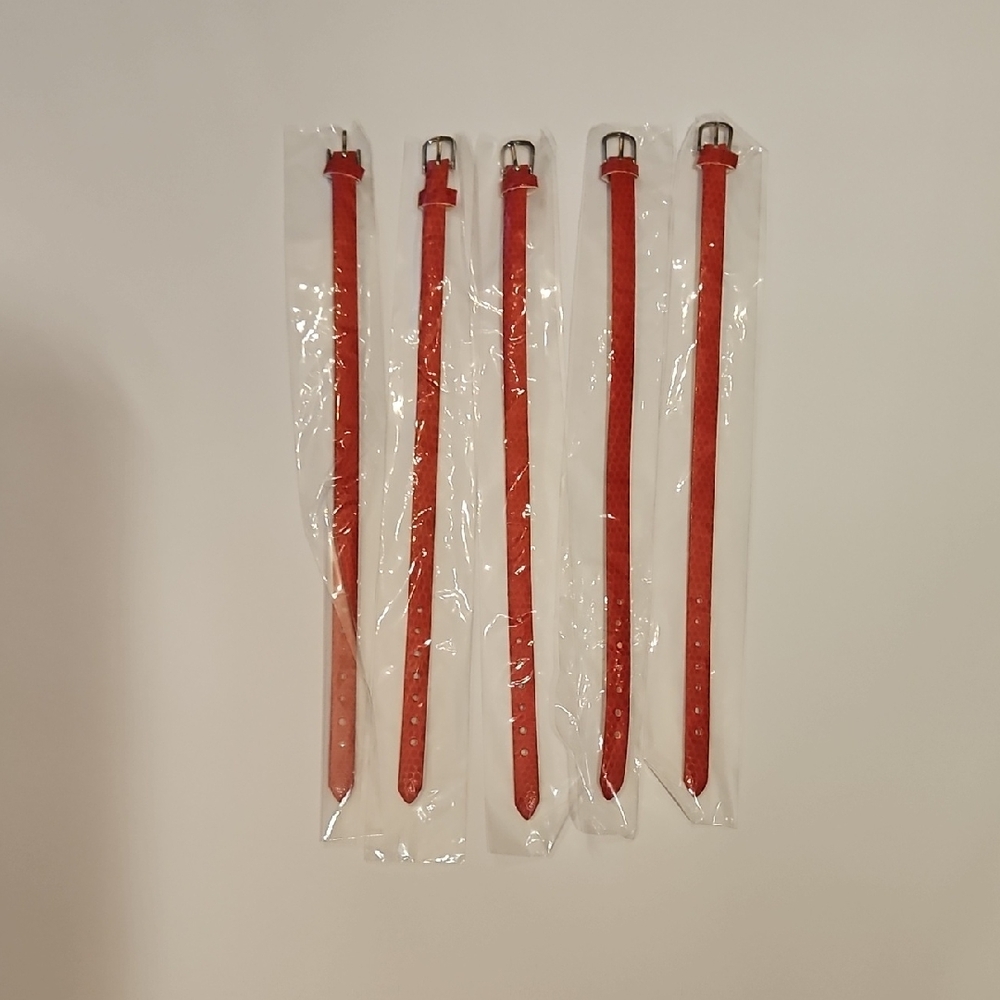Leather Bracelet Set Of 5 Snake Skin Craft Supplies Jewelry Making Red NEW